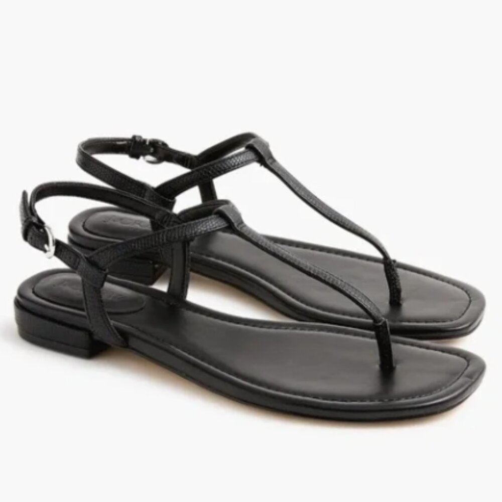 JCREW Ankle-Strap Thong Sandals in Black Lizard NWT 8